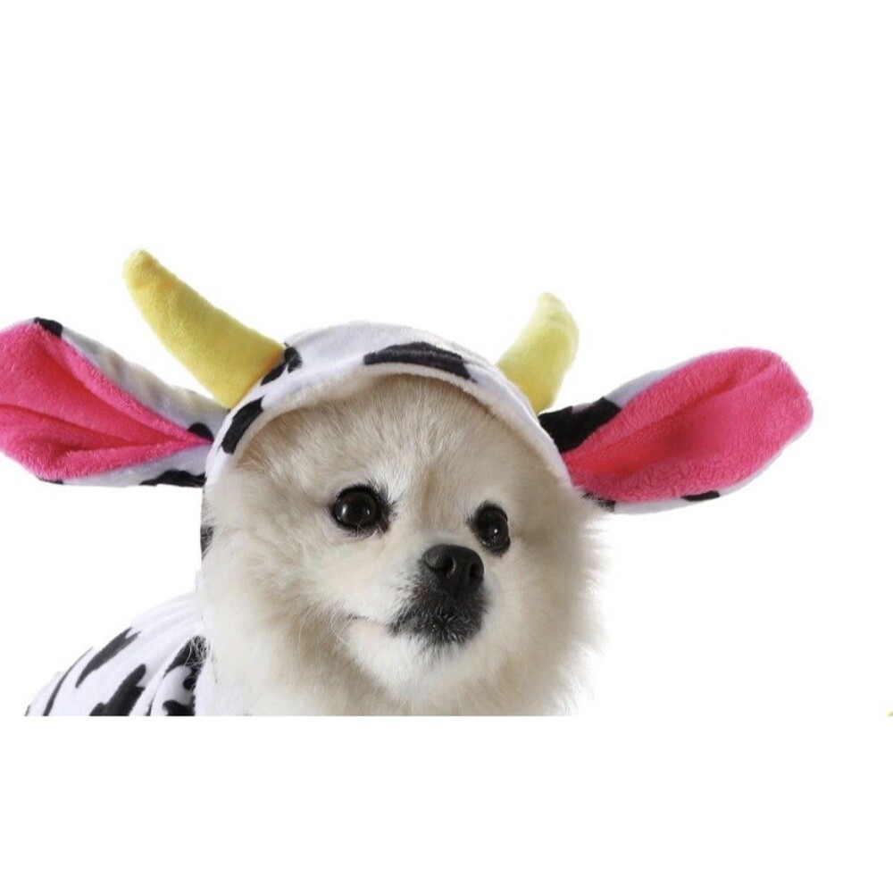Dog Cat Halloween Costume Cow Ears Small Chihuahua Yorkie Frenchie Pug